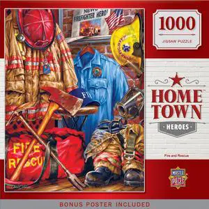 MasterPieces Hometown Heroes Fire and Rescue - Uniforms and Gear 1000 Piece Jigsaw Puzzle by Dona Gelsinger