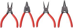 MAXPOWER 4pc Snap Ring Pliers Set - 5" Heat Treated Pliers for Internal and External Rings - Comes with Roll-up Pouch