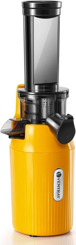 Ventray Essential Ginnie Juicer, Compact Small Cold Press Juicer, Masticating Slow Juicer with 60RPM Low Speed, Easy to Clean & Nutrient Dense, Eco-Friendly Packaging, Sunny Yellow