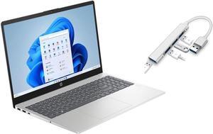 HP 15.6 " FHD IPS Display Laptop | Intel Core i7-1355U(Beat AMD Ryzen 7 7730U) | Intel Iris Xe Graphics | Backlit | Fingerprint | 16GB RAM | 2TB SSD | Windows 11 Home | Bundle with USB 3.0 Hub