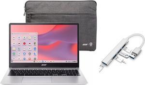 Acer Chromebook 315 15.6 HD Laptop | Intel Pentium N6000 1.1GHz|Intel UHD Graphics | 720p webcam | Sleeve | Silver | 4GB RAM | 128GB SSD | Chrome OS | Bundle with USB 3.0 Hub