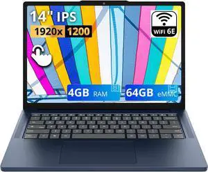 Lenovo IdeaPad Slim Chromebook 14" WUXGA Touchscreen Laptop|MediaTek Kompanio 540|Integrated Graphics|Webcam|Blue| 4GB RAM | 64GB SSD |Chrome OS |Bundle with Black Bag Lenovo IdeaPad Slim Chromebook 14" WUXGA Touchscreen Laptop|MediaTek Kompanio 540|Integrated Graphics|Webcam|Blue| 4GB RAM | 64GB SSD |Chrome OS |Bundle with Black Bag