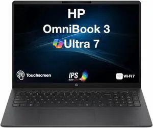 HP OmniBook 3 16" WUXGA Touchscreen Laptop |Intel Core Ultra 7 255U|Intel Graphics|Copilot|Webcam| 32GB RAM DDR5 | 1024GB SSD |Windows 11 Pro |Bundle with Stylus Pen HP OmniBook 3 16" WUXGA Touchscreen Laptop |Intel Core Ultra 7 255U|Intel Graphics|Copilot|Webcam| 32GB RAM DDR5 | 1024GB SSD |Windows 11 Pro |Bundle with Stylus Pen