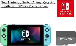 New Nintendo Switch Animal Crossing New Horizons Edition Bundle with 128GB MicroSD Card