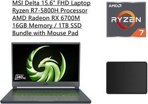 New MSI Delta 15.6" FHD Laptop | Ryzen R7-5800H Processor | AMD Radeon RX 6700M Graphics | 16GB Memory | 1TB SSD | Backlit Keyboard | Black | Bundle with Mouse Pad
