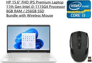 New HP 15.6" FHD IPS Premium Laptop | 11th Gen Intel i3-1115G4 Processor | 8GB RAM | 256GB SSD | Fingerprint | HDMI | Windows 10 Home S Mode | Natural Silver | Bundle with Wireless Mouse
