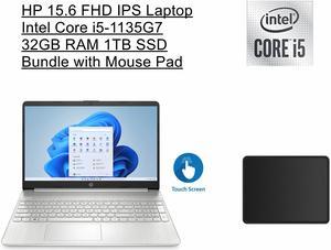 HP 15.6" Full HD IPS Touchscreen Premium Laptop | Intel Core i5-1135G7 Processor | Intel Iris Xe Graphics | 32GB RAM | 1TB SSD | Windows 11 Home S Mode | Silver | Bundle with Mouse Pad