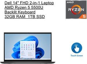 Dell Inspiron 7000 14 FHD 2in1 Touchscreen Laptop  AMD Ryzen 5 5500U Processor  32GB RAM  1TB SSD  Backlit Keyboard  Windows 11 Home  Blue