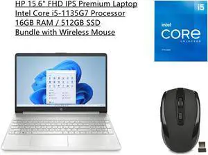 HP 15.6" Full HD IPS Premium Laptop | Intel Core i5-1135G7 Processor | Intel Iris Xe Graphics | 16GB RAM | 512GB SSD | Windows 11 Home | Silver | Bundle with Wireless Mouse