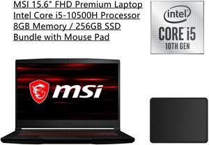New MSI 156 FHD Premium Gaming Laptop  Intel Core i510500H Processor  8GB RAM  256GB SSD  NVIDIA GeForce GTX 1650 MaxQ  Backlit Keyboard  Windows 11 Home  Bundle with Mouse Pad