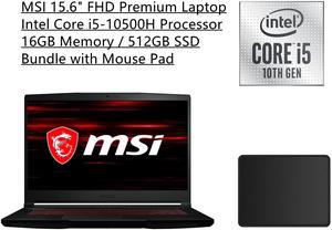 New MSI 156 FHD Premium Gaming Laptop  Intel Core i510500H Processor  16GB RAM  512GB SSD  NVIDIA GeForce GTX 1650 MaxQ  Backlit Keyboard  Windows 11 Home  Bundle with Mouse Pad