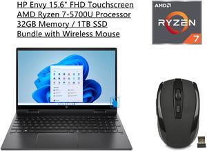 HP Envy X360 2-in-1 15.6" FHD IPS Touchscreen Premium Laptop | AMD Ryzen 7-5700U Processor | 32GB RAM | 1TB SSD | Backlit Keyboard | Windows 11 Home | Bundle with Wireless Mouse