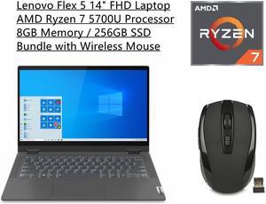 New Lenovo IdeaPad Flex 5 14" FHD IPS Touchscreen Laptop | AMD Ryzen 7 5700U 8-Core Processor | 8GB RAM | 256GB SSD | Backlit Keyboard | Fingerprint Reader | Bundle with Wireless Mouse