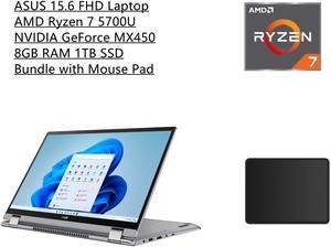 ASUS ZenBook 156 Full HD Touch Screen Widescreen LED Display Laptop  AMD Ryzen 7 5700U Processor  8GB RAM  1TB SSD  NVIDIA GeForce MX450  Windows 11  Grey  Bundle with Mouse Pad