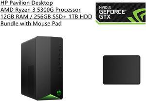 New HP Pavilion Desktop | AMD Ryzen 3 5300G Processor | NVIDIA GeForce GTX 1660 Super | 12GB Memory | 256GB SSD+ 1TB HDD | Windows 11 Home | Bundle with Mouse Pad