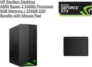 New HP Pavilion Desktop | AMD Ryzen 3 5300G Processor | NVIDIA GeForce GTX 1660 Super | 8GB Memory | 256GB SSD | Windows 11 Home | Bundle with Mouse Pad