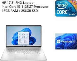 New HP 17.3" FHD Laptop | 11th Generation Intel Core i5-1135G7 Processor | 16GB RAM | 256GB SSD | Windows 11 Home S Mode