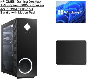 New HP OMEN Gaming Desktop  AMD Ryzen 5600G Processor  32GB RAM  1TB SSD  AMD Radeon RX 6600XT  Keyboard  Mouse  Windows 11 Home  Bundle with Mouse Pad