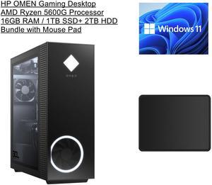 New HP OMEN Gaming Desktop | AMD Ryzen 5600G Processor | 16GB RAM | 1TB SSD + 2TB HDD | AMD Radeon RX 6600XT | Keyboard & Mouse | Windows 11 Home | Bundle with Mouse Pad