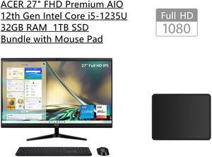 ACER Aspire 27" FHD Premium  AIO Computer | 12th Gen Intel Core i5-1235U Processor | 32GB RAM | 1TB SSD | Intel Iris Xe Graphics | Wireless Mouse & Keyboard | Windows 11 | Bundle with Mouse Pad