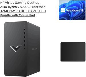 New HP Victus Gaming Desktop | AMD Ryzen 7 5700G Processor | 32GB RAM | 1TB SSD+ 2TB HDD | AMD Radeon RX 6600XT | Windows 11 Home | Bundle with Mouse Pad
