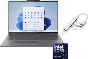 Lenov Yoga 2 IN 1 16" 2K Touchscreen Laptop | Intel Core Ultra 7 155U | Intel HD Graphics | Backlit | Fingerprint | 16GB RAM DDR5 | 1024GB SSD | Windows 11 Home | Bundle with USB 3.0 Hub