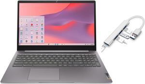 Lenovo IdeaPad 3i Chromebook 15.6 FHD 1920 x 1080 Display | Intel Celeron N4500 1.1GHz | Intel UHD Graphics | Camera |Grey | 4GB RAM | 64GB SSD | Chrome OS | Bundle with USB 3.0 Hub