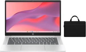 HP Chromebook 14 inch HD anti-glare Laptop | Intel Processor N200 | Intel UHD Graphics | Bluetooth |Silver| 4GB RAM | 128GB SSD | Chrome OS | Bundle with Black Bag