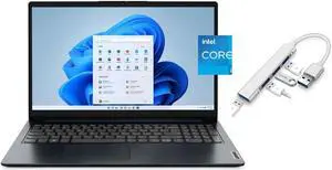 Lenovo IdeaPad 1i 15.6 inch FHD Laptop | Intel Core i5-1235U | Intel Iris Xe Graphics | HDMI | Abyss Blue| 16GB RAM | 1024GB SSD | Windows 10 S | Bundle with USB 3.0 Hub