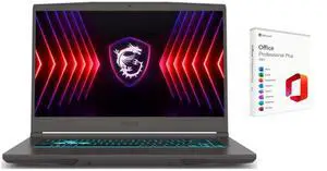 MSI Thin 15.6 inch FHD 144Hz Gaming Laptop |AMD Ryzen 5 7535HS| NVIDIA GeForce RTX 4060|Webcam |Backlit|Gray| 32GB RAM | 2TB SSD |Windows 11 Pro |Bundle with Microsoft Office 2021