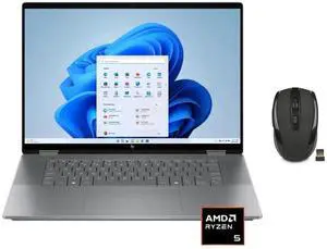 HP OmniBook X Flip 2-in-1 16" 2K TouchScreen Laptop | AMD Ryzen 5 220 |AMD Radeon 740M| Copilot |Backlit| 8GB RAM DDR5 | 1024GB SSD |Meteor Silver |Windows 11 Home |Bundle with Wireless Mouse