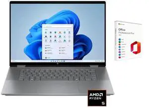 HP OmniBook X Flip 2-in-1 16" 2K TouchScreen Laptop | AMD Ryzen 5 220 |AMD Radeon 740M| Copilot |Backlit| 8GB RAM DDR5 | 512GB SSD |Meteor Silver |Windows 11 Pro |Bundle with Microsoft Office 2021