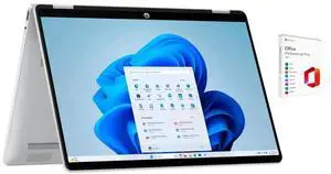 HP OmniBook 5 Flip 2-in-1 14" Full HD+ Touch-Screen Laptop | Intel Core 5 120U|Intel Graphics| Copilot | Webcam| Silver | 8GB RAM DDR5 | 1024GB SSD |Windows 11 Pro |Bundle with Microsoft Office 2021