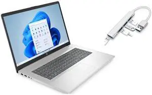 HP 17.3" Full HD Laptop |AMD Ryzen 5 7520U(Beat i5-1155G7)|AMD Radeon graphics|Webcam |Copilot|Silver| 8GB RAM DDR5 | 2TB SSD |Windows 11 Home |Bundle with USB 3.0 Hub