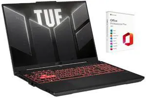 ASUS TUF Gaming 16 16:10 FHD+ 144Hz Display Laptop | AMD Ryzen 5 7535HS 3.3GHz | NVIDIA GeForce RTX 4050 | Backlit | Gray |  64GB RAM DDR5 | 2TB SSD  | Windows 11 Pro | Bundle with Office 2021