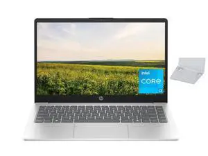 HP 14 inch Laptop HD Display| Intel Core i3-N305 Processor| Intel UHD Graphics| Webcam|Copilot|Silver|  8GB RAM  | 512GB SSD  | Windows 11 S | Bundle with  Laptop Stand