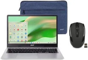 Acer Chromebook 15.6" Full HD Laptop | Intel Celeron N4500 | Integrated UHD Graphics | Protective Sleeve| Silver | 4GB RAM | 64GB SSD | Chrome OS | Bundle with Wireless Mouse