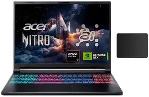 Acer Nitro V Gaming Laptop 16" WUXGA IPS 180Hz Display|AMD Ryzen 7 260|NVIDIA GeForce RTX 5060 |Backlit|Black| 32GB RAM DDR5 | 1024GB SSD |Windows 11 Home |Bundle with Mouse Pad Acer Nitro V Gaming Laptop 16" WUXGA IPS 180Hz Display|AMD Ryzen 7 260|NVIDIA GeForce RTX 5060 |Backlit|Black| 32GB RAM DDR5 | 1024GB SSD |Windows 11 Home |Bundle with Mouse Pad