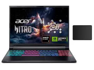Acer Nitro V Gaming Laptop 16" WUXGA IPS 180Hz Display|AMD Ryzen 7 260|NVIDIA GeForce RTX 5060 |Backlit|Black| 32GB RAM DDR5 | 2TB SSD |Windows 11 Home |Bundle with Mouse Pad Acer Nitro V Gaming Laptop 16" WUXGA IPS 180Hz Display|AMD Ryzen 7 260|NVIDIA GeForce RTX 5060 |Backlit|Black| 32GB RAM DDR5 | 2TB SSD |Windows 11 Home |Bundle with Mouse Pad