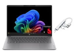 HP OmniBook 3 14" WUXGA Next Gen AI Laptop|Snapdragon X X1-26-100|Integrated Qualcomm Adreno GPU|Webcam|Grey| 16GB RAM DDR5 | 256GB SSD |Windows 11 Home |Bundle with USB 3.0 Hub HP OmniBook 3 14" WUXGA Next Gen AI Laptop|Snapdragon X X1-26-100|Integrated Qualcomm Adreno GPU|Webcam|Grey| 16GB RAM DDR5 | 256GB SSD |Windows 11 Home |Bundle with USB 3.0 Hub