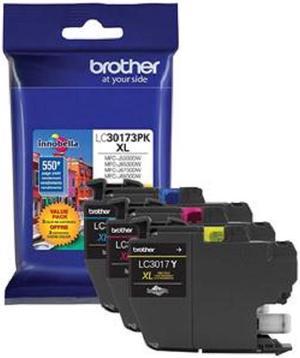 Brother LC3017 Yellow/Cyan/Magenta Ink Cartridges, High Yield, 3/Pack, LC30173PKS