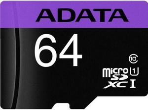 ADATA Premier 64GB microSDXC Flash Card with Adapter, A1, V10 Model AUSDX64GUICL10A1-RA1