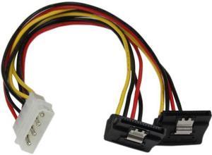StarTech.com PYO2LP4LSATR 1 ft. 12in LP4 to 2x Right Angle Latching SATA Power Y Cable Splitter - 4 Pin Molex to Dual SATA