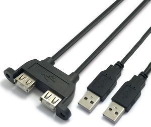 Dual USB 2.0 Male to Dual USB 2.0 Female USB 2.0 Extension Cable with Screw Panel Mount Male to Female  30cm 50cm