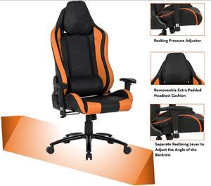 ViscoLogic TIGUAR High Back Sports Style Extra Padded Headrest Ergonomic Swivel Home Office Computer Gaming Chair (Black & Orange)