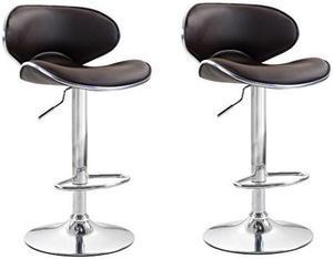 ViscoLogic OASIS Swivel Leatherette Adjustable Hydraulic Bar Stool (Brown) Set of 2