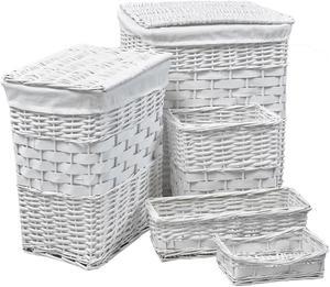 ViscoLogic Willow Wicker Basket (Set of 5 Baskets) Ivory White