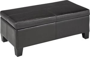 ViscoLogic Flip Lift Top Faux Leather Storage Ottoman Bench (Dark Brown)