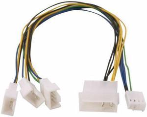 Evercool 4 pin Molex to 3x 4 pin fan Splitter Cable Adapter EC-DF002