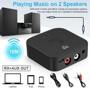 Bluetooth 5.0 Receiver Wireless 3.5mm Jack AUX NFC to 2 RCA Audio Stereo Adapter